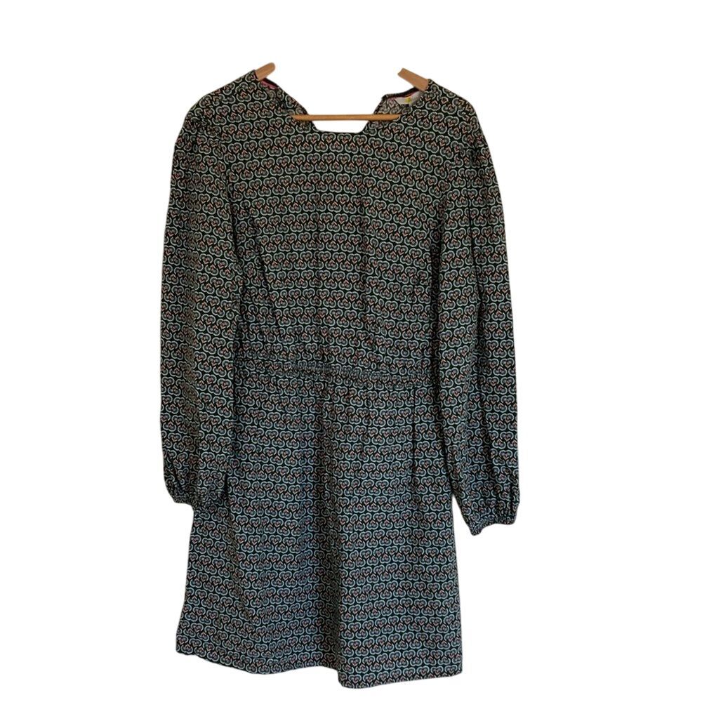 Boden Womens Crew Neck‎ Dress Navy Dandelion Pop Size 12 Green Pink Floral